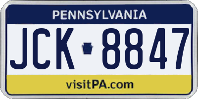 PA license plate JCK8847
