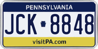 PA license plate JCK8848
