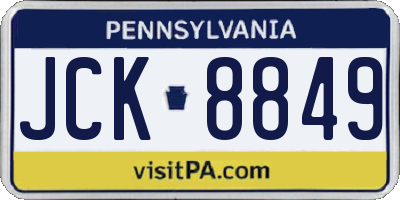 PA license plate JCK8849