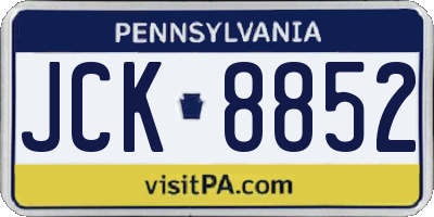 PA license plate JCK8852