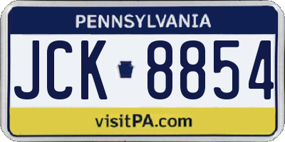 PA license plate JCK8854