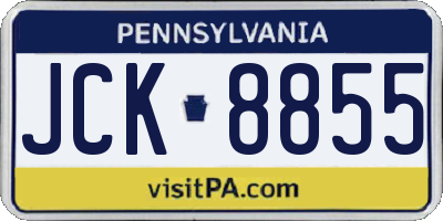 PA license plate JCK8855