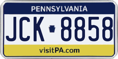 PA license plate JCK8858