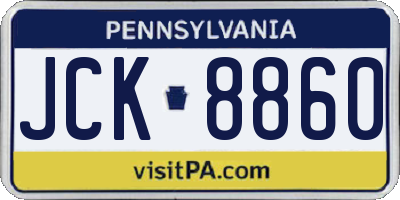 PA license plate JCK8860