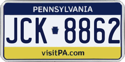 PA license plate JCK8862