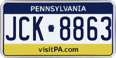 PA license plate JCK8863