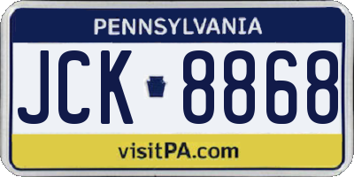 PA license plate JCK8868