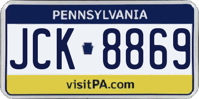 PA license plate JCK8869