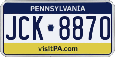 PA license plate JCK8870