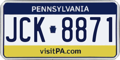 PA license plate JCK8871