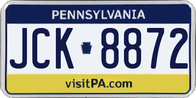PA license plate JCK8872