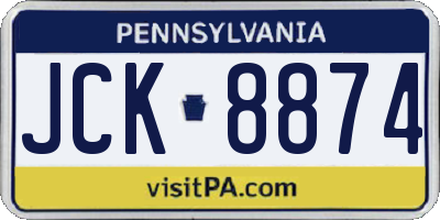 PA license plate JCK8874