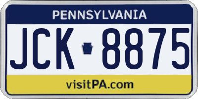 PA license plate JCK8875
