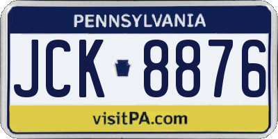 PA license plate JCK8876
