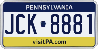 PA license plate JCK8881