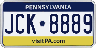 PA license plate JCK8889