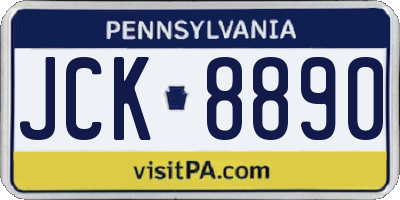 PA license plate JCK8890