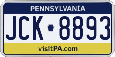 PA license plate JCK8893