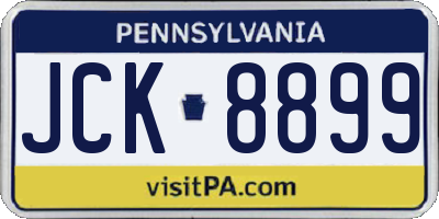PA license plate JCK8899