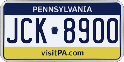 PA license plate JCK8900