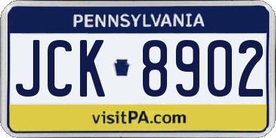 PA license plate JCK8902