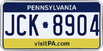PA license plate JCK8904