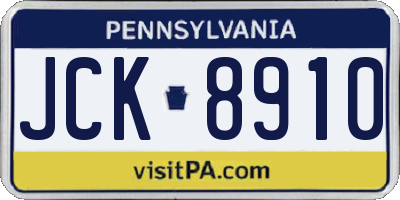 PA license plate JCK8910