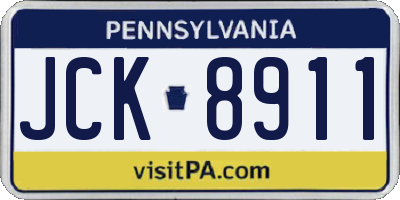 PA license plate JCK8911
