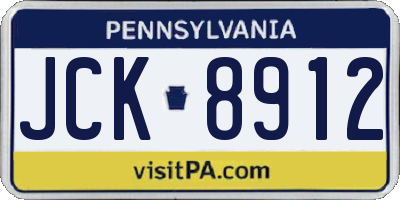 PA license plate JCK8912
