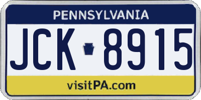 PA license plate JCK8915