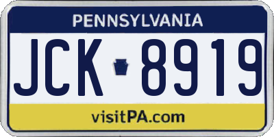PA license plate JCK8919