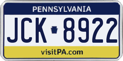 PA license plate JCK8922