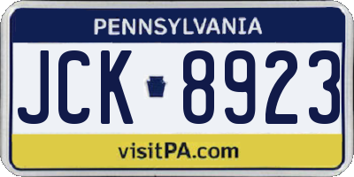 PA license plate JCK8923