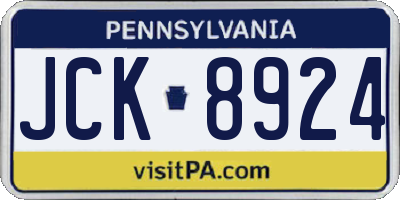 PA license plate JCK8924