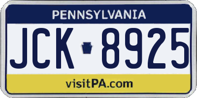 PA license plate JCK8925