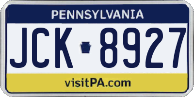 PA license plate JCK8927