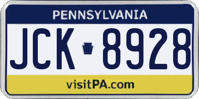 PA license plate JCK8928