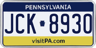 PA license plate JCK8930