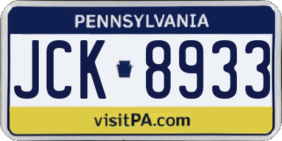 PA license plate JCK8933