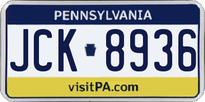 PA license plate JCK8936