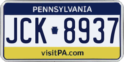 PA license plate JCK8937