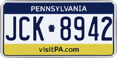 PA license plate JCK8942