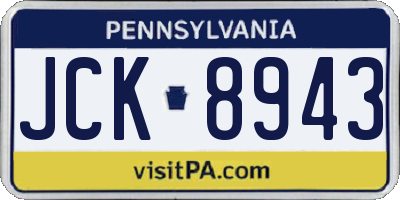 PA license plate JCK8943