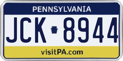 PA license plate JCK8944