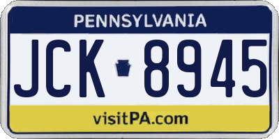 PA license plate JCK8945