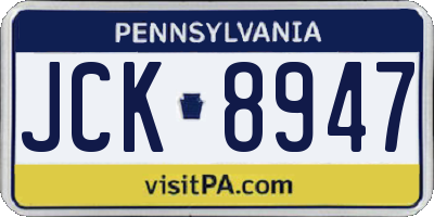 PA license plate JCK8947