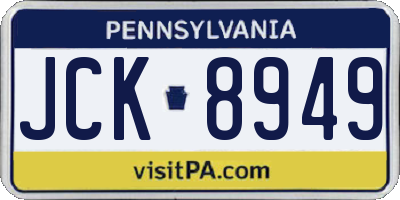 PA license plate JCK8949