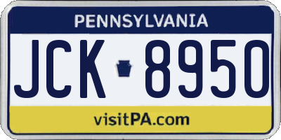 PA license plate JCK8950