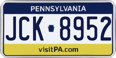 PA license plate JCK8952
