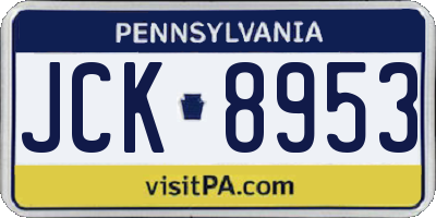 PA license plate JCK8953